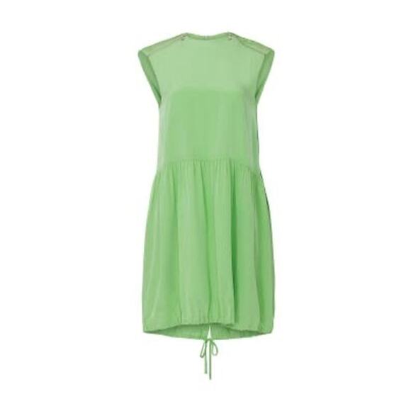 TIBI Eco Cape Green Silk Sleeveless Crew Neckline Zippers Shift Dress Size 6 - Picture 16 of 16